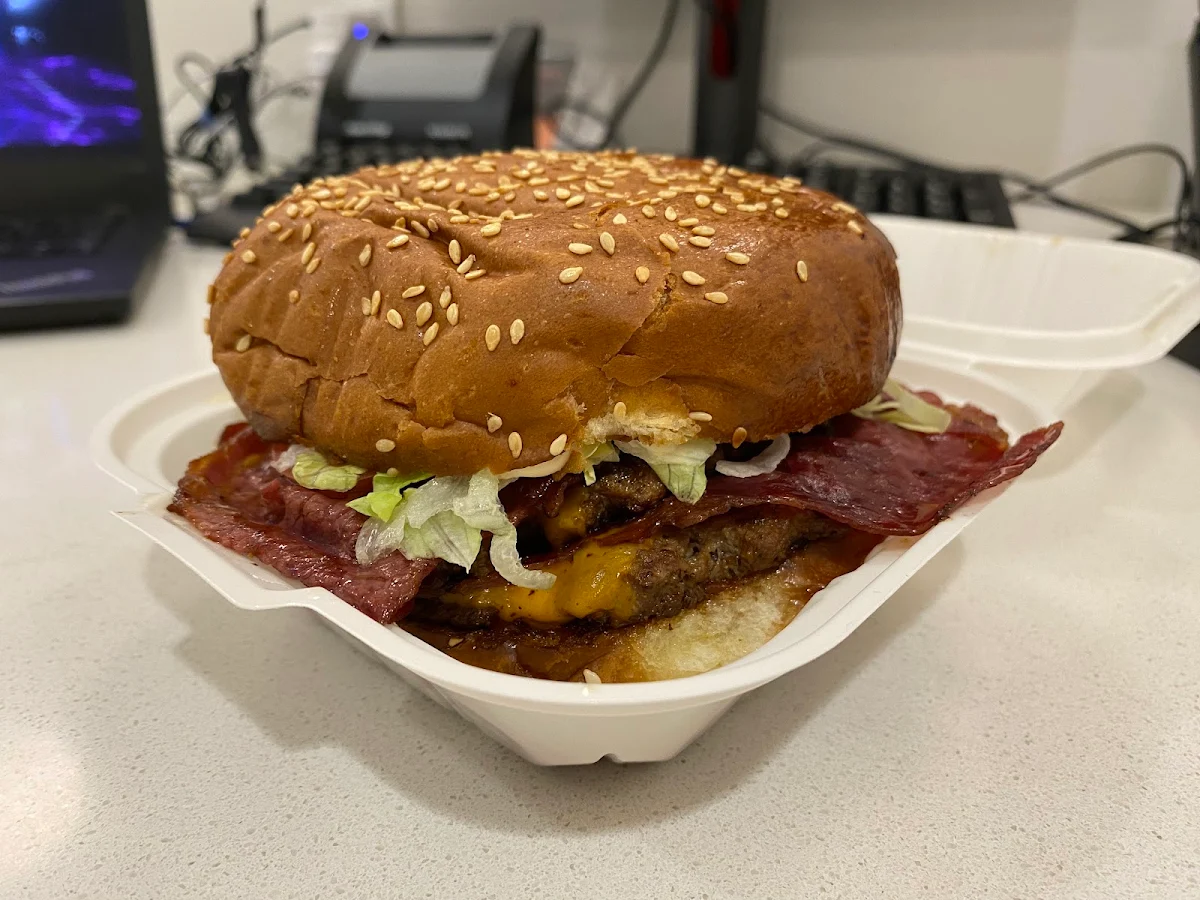 The Machine Burger with Added Beef Bacon, Burger Factory - Whitby