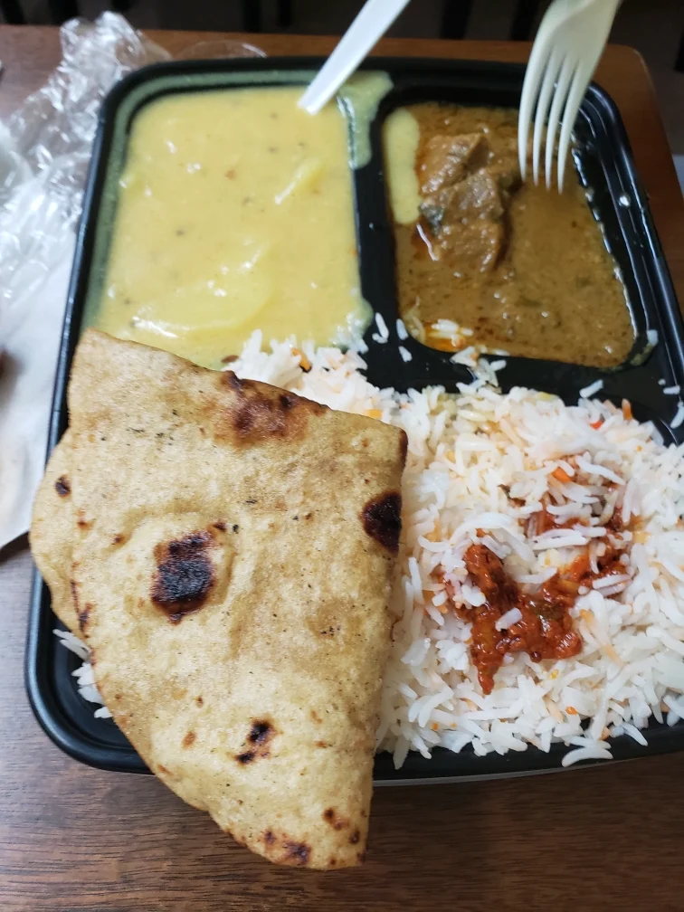 Lamb Curry Naan and Rice