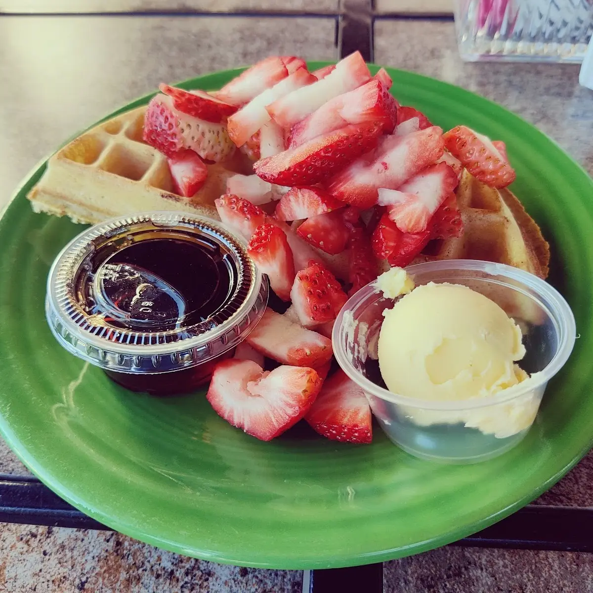 Half Belgian Waffle with Fruit