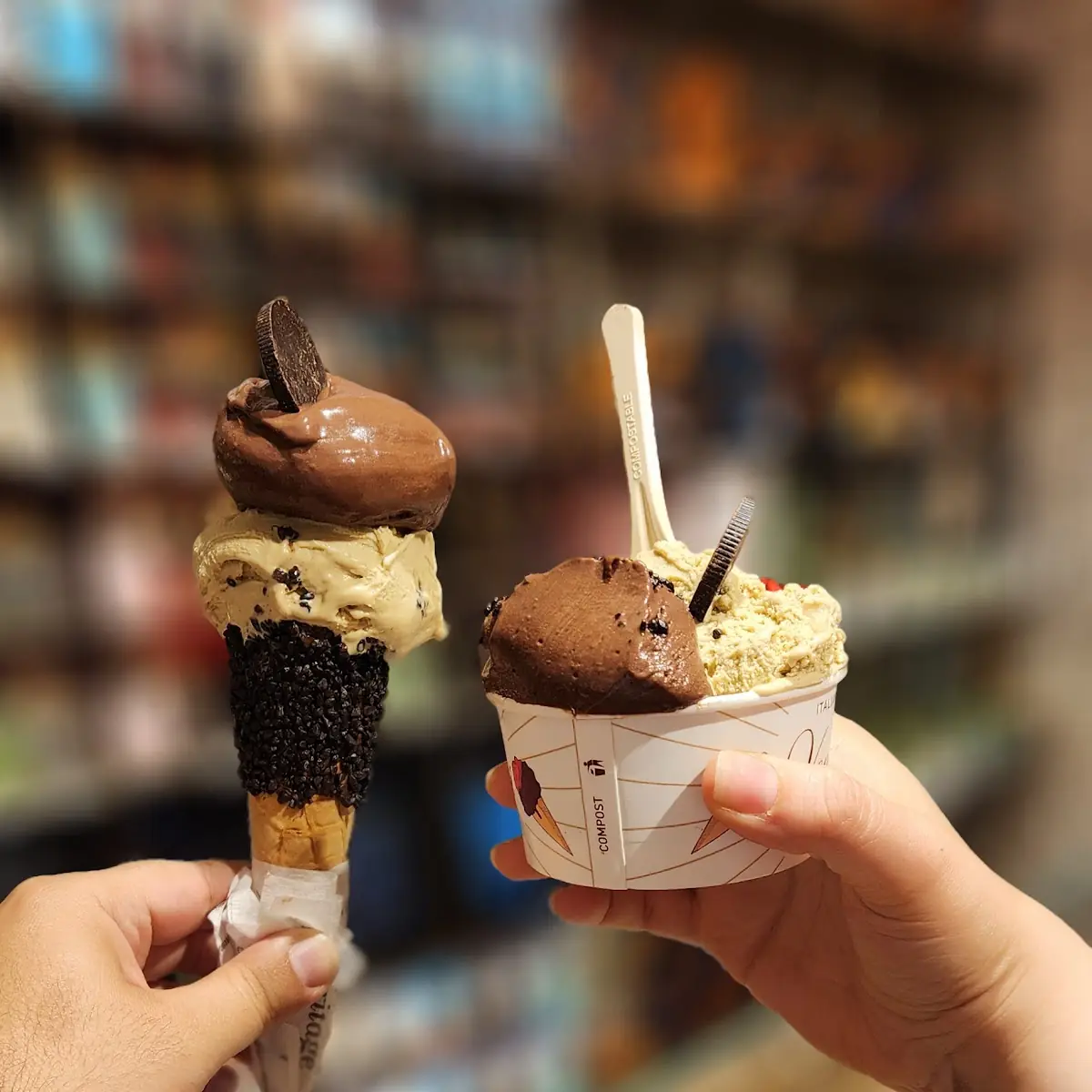 Pistachio and Chocolate Gelato
