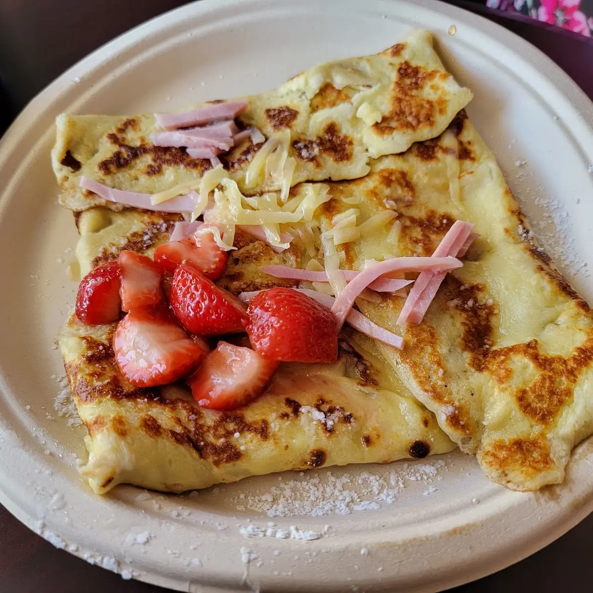 Crepe with Ham Cheese and Strawberries