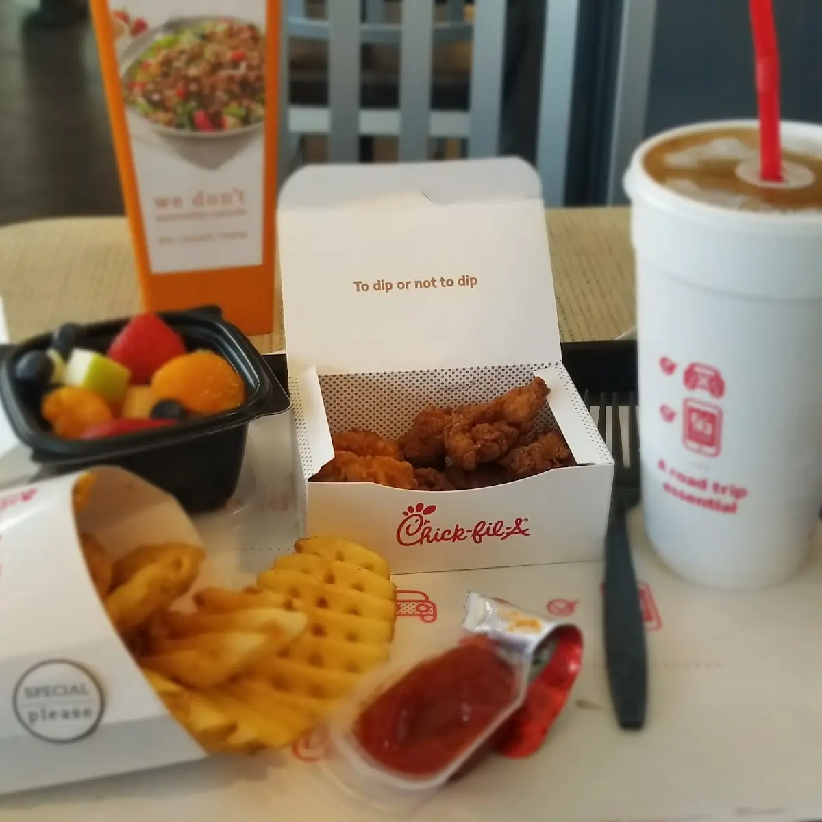 8 Piece Chicken Meal with Fresh Fruit Side Meal Comes with Waffle Frys & Drink