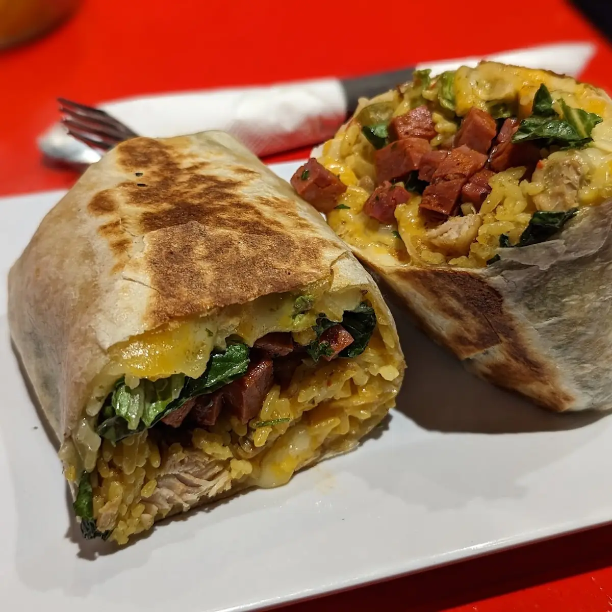 Chicken Burrito Filled with Paella