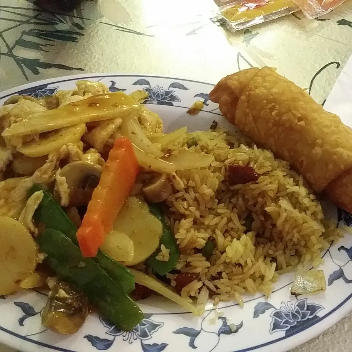 Curry Chicken Pork Fried Rice Egg Roll