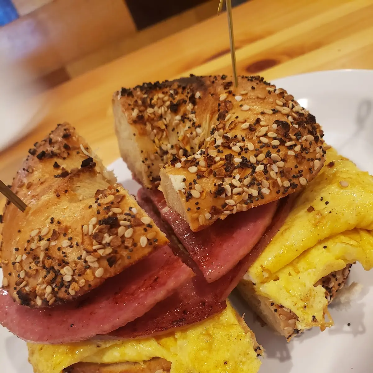 Taylor Ham and Cheese Bagel Sandwich
