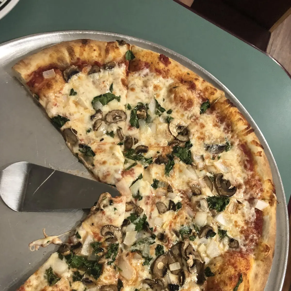 Spinach Mushroom Onion Pizza