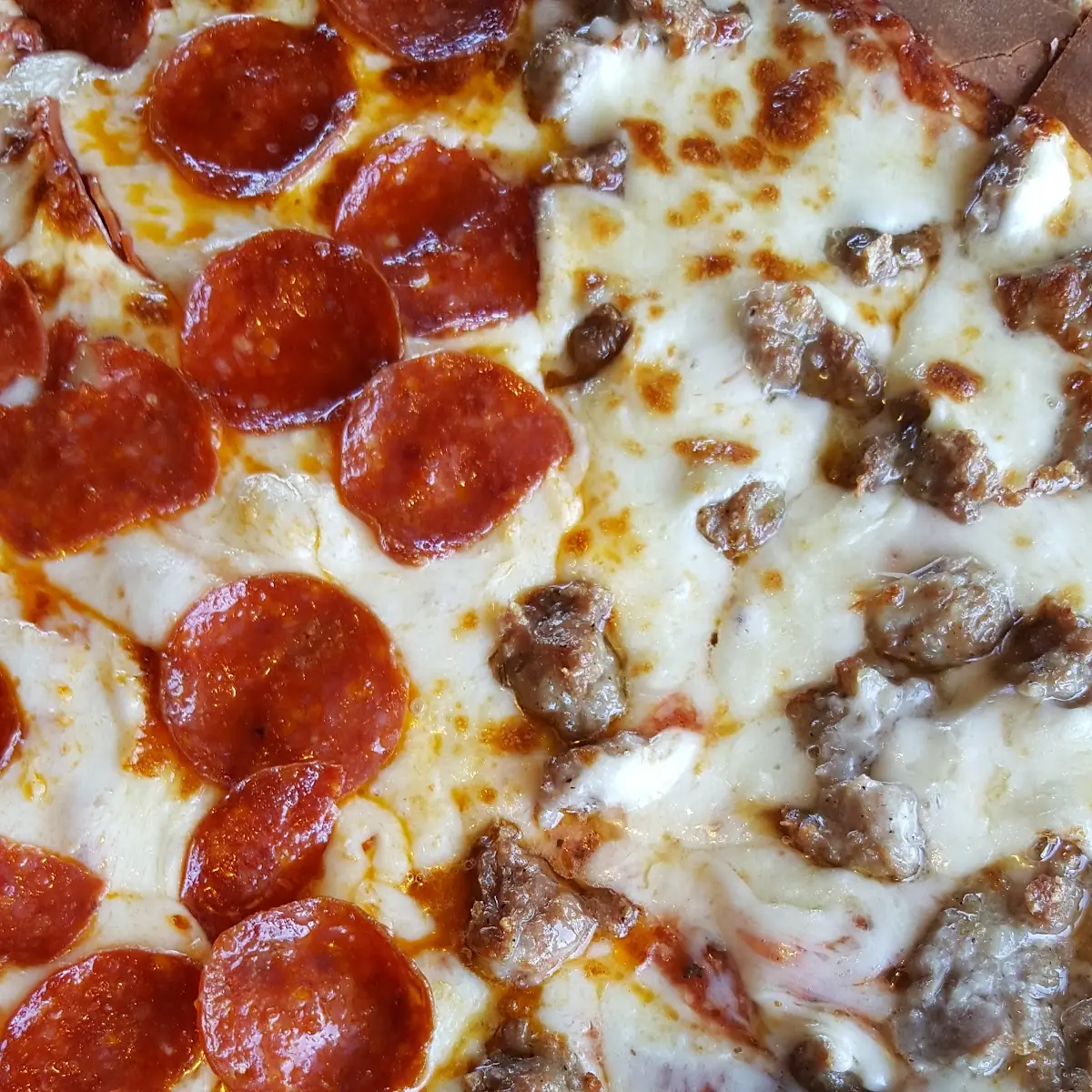 Half Pepperoni Half Sausage Pizza