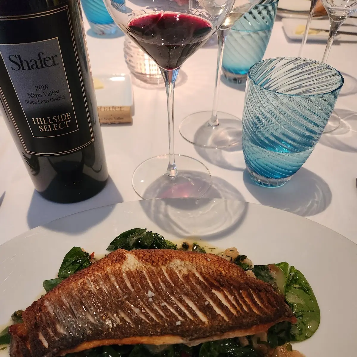 Sea Bass with Shaefer Cabernet Sauvignon