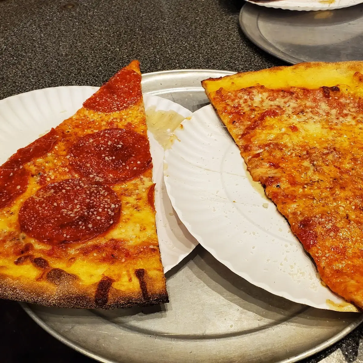 Pepperoni Pizza and Cheese Pizza Slices