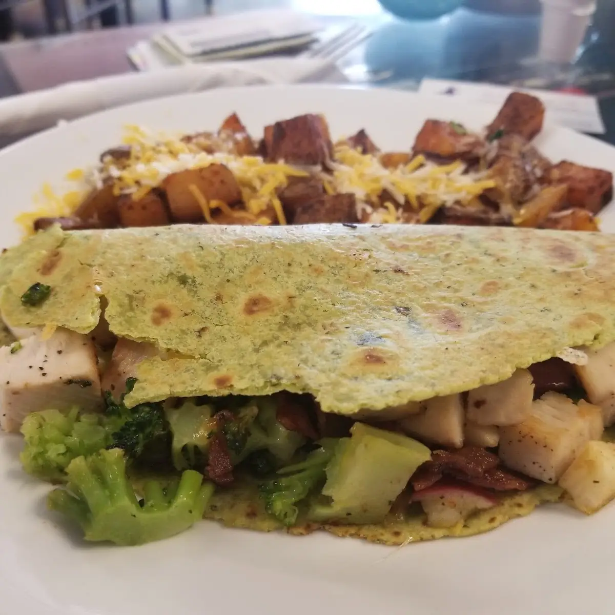 Broccoli Cheese Chicken Apple Quesadilla