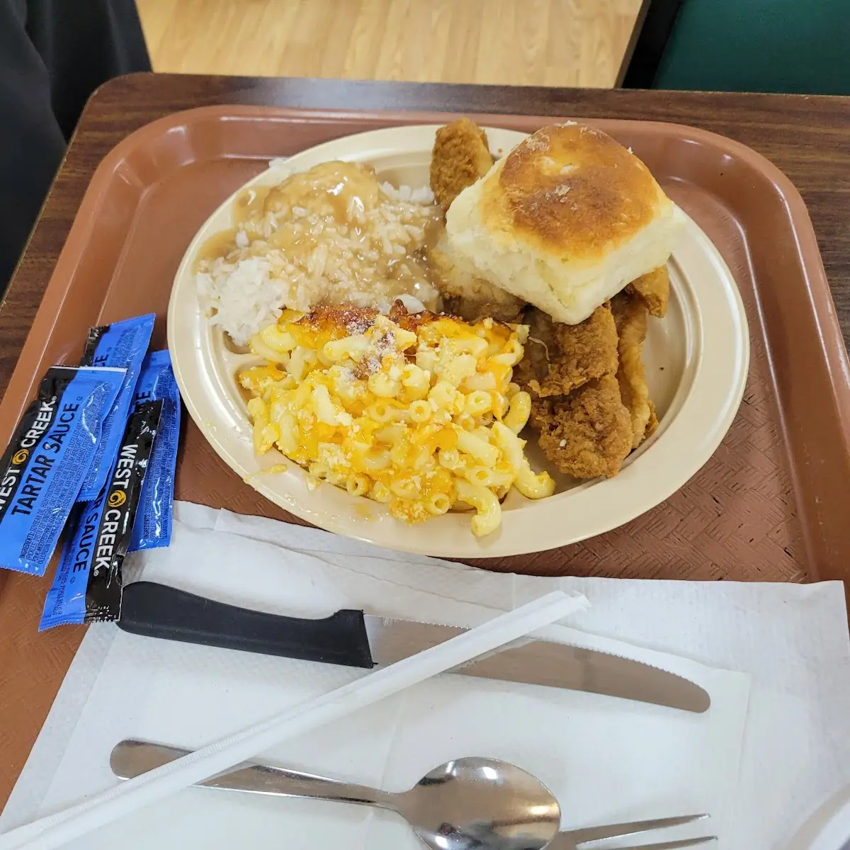 Fish Mac and Cheese & Rice and Gravy