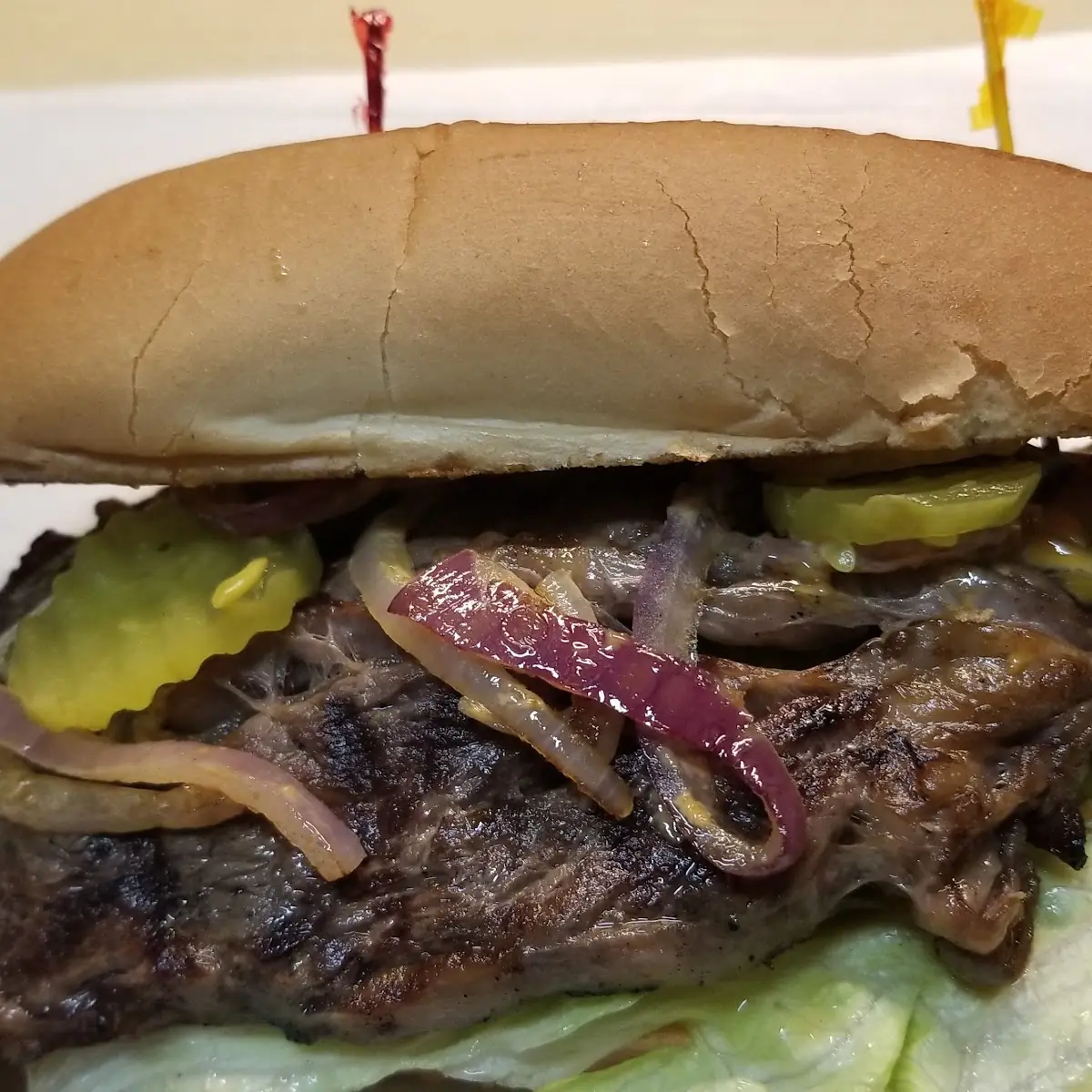 Steak Sandwich Added Grilled Onions&Pickles