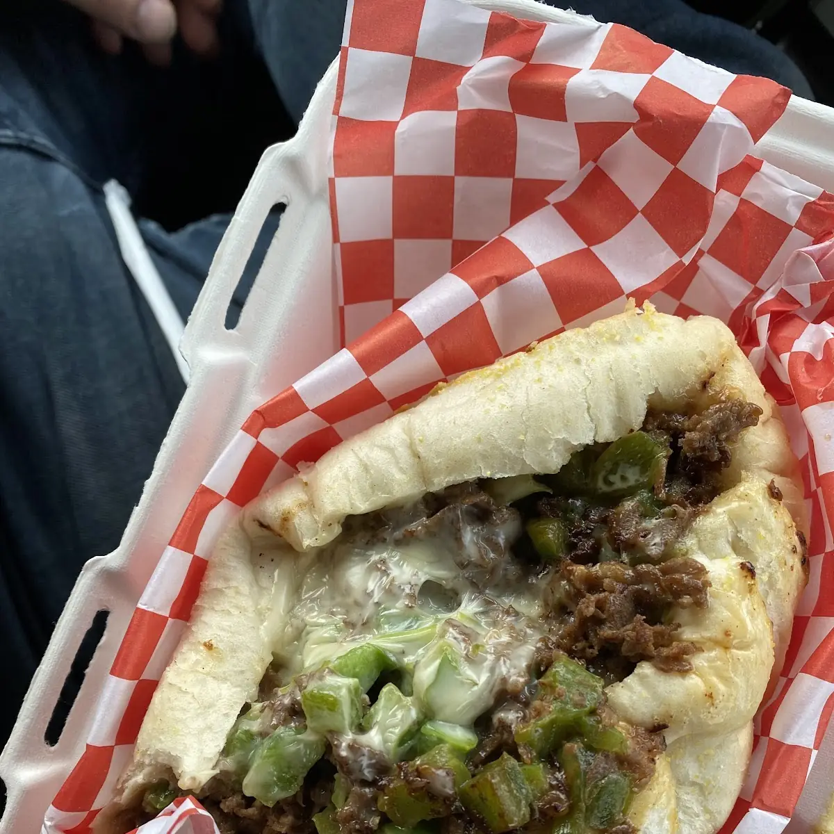 Mushroom Pepper Cheesesteak Sandwich