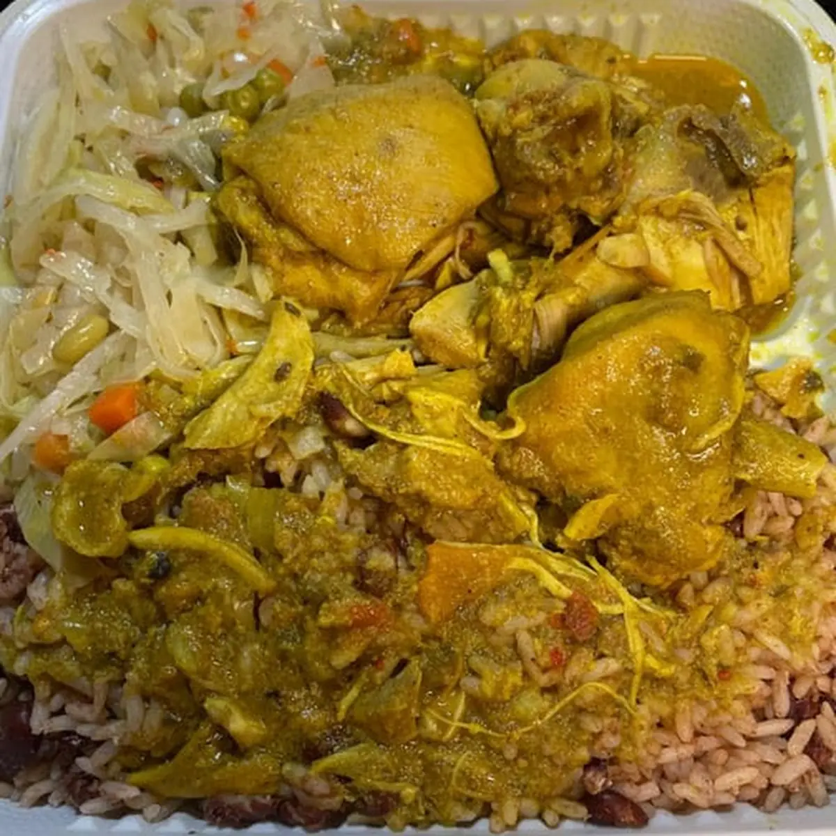 Curry Goat Mac and Cheese Fried Plantains Coco Bread