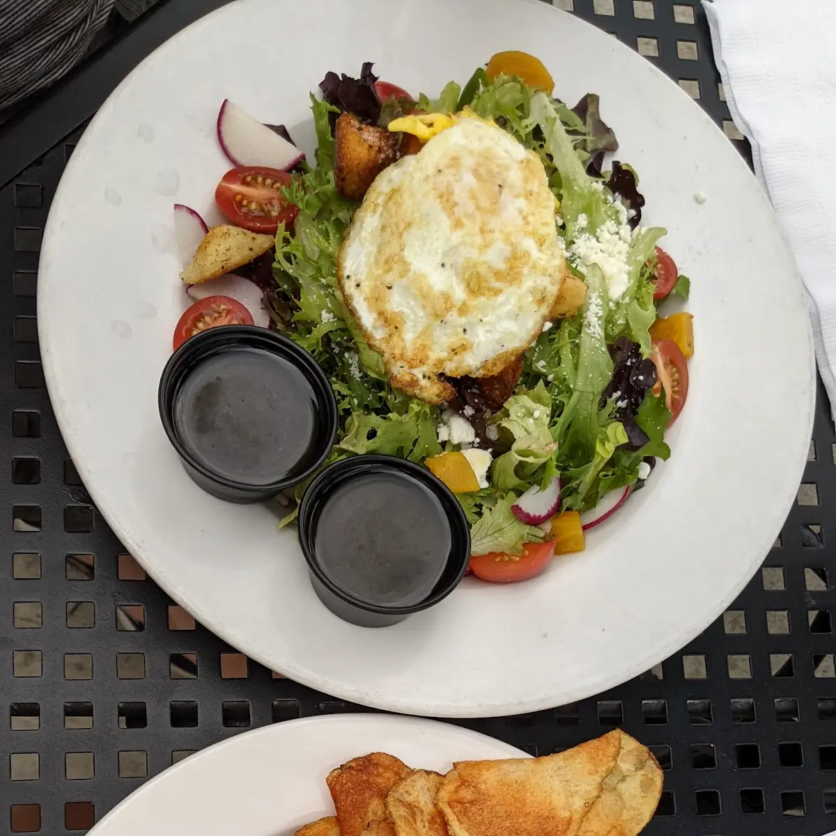 House Salad with Egg and Chicken Shwarma with Chips