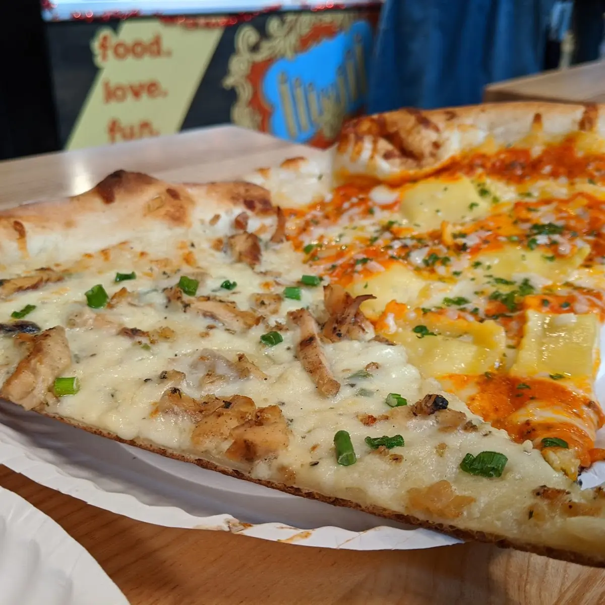 Mashed Potato Pizza and Ravioli Pizza