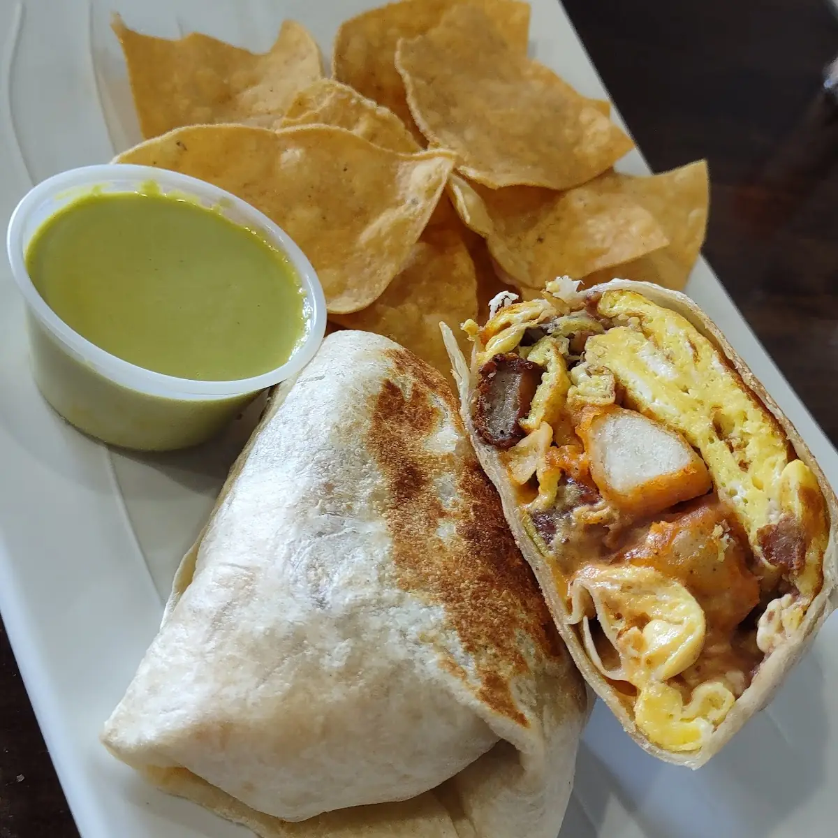 Egg Cheese Potatoes Breakfast Burrito Cafe De Olla