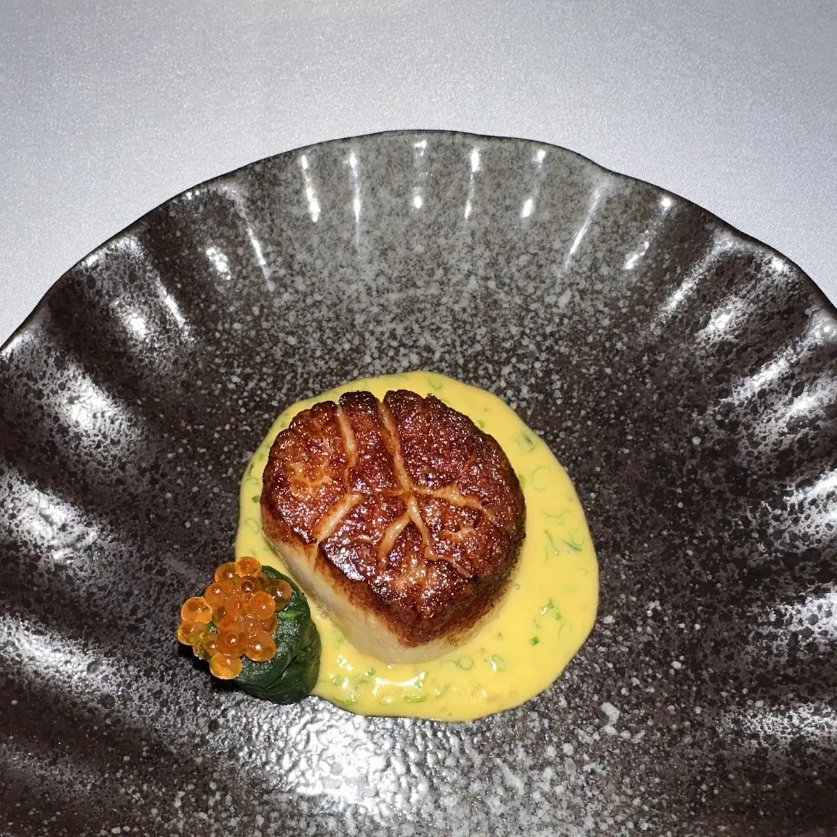 Seared Scallop Beurre Blanc Spinach Trout Roe Chives