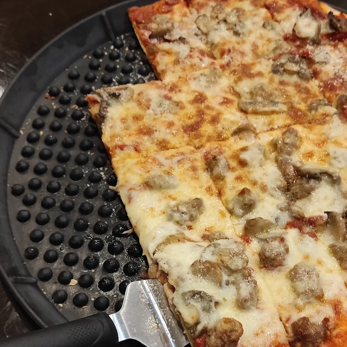 Thin Crust Mushrooms Half Sausage Half Pepperoni