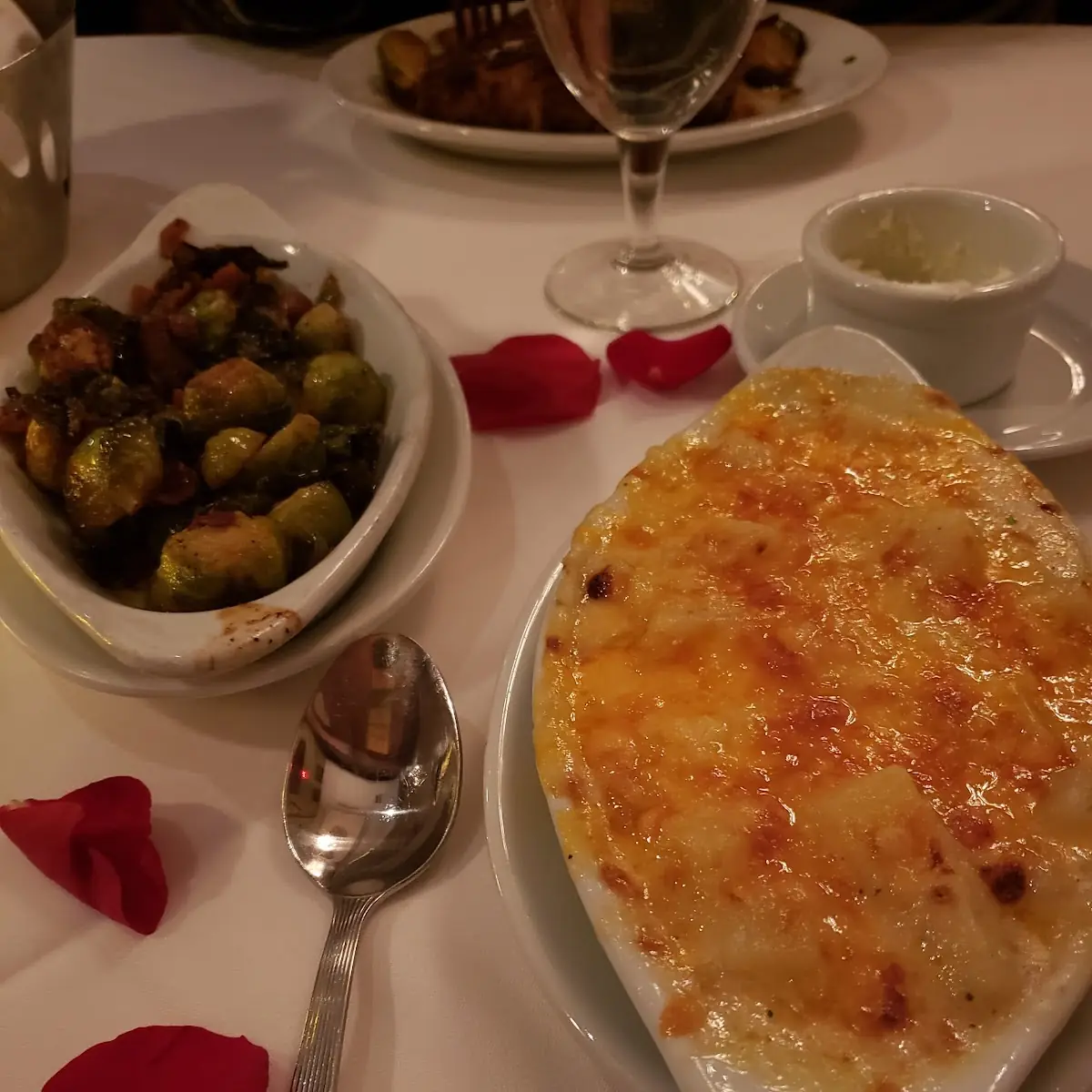 Potatoes Au Gratin and Roasted Brussel Sprouts with Bacon