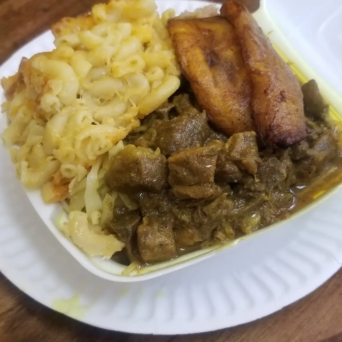 Curry Goat and Macaroni and Cheese
