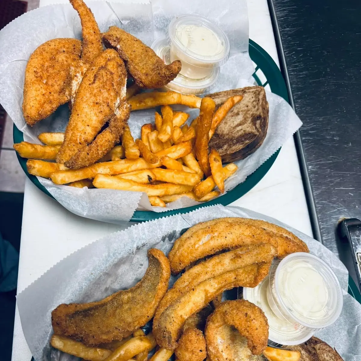 Deep Fried Yellow Lake Perch Sandwich with Side