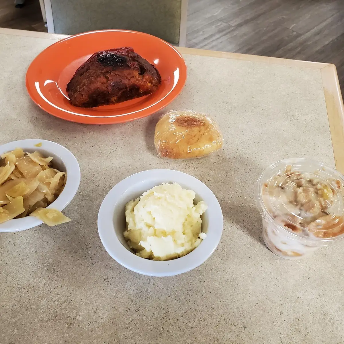 Meatloaf Potatoes Cabbage Roll Banana Pudding