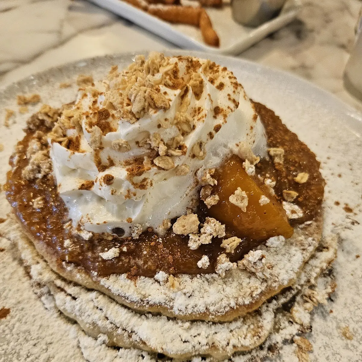 Peach Cobbler Pancakes