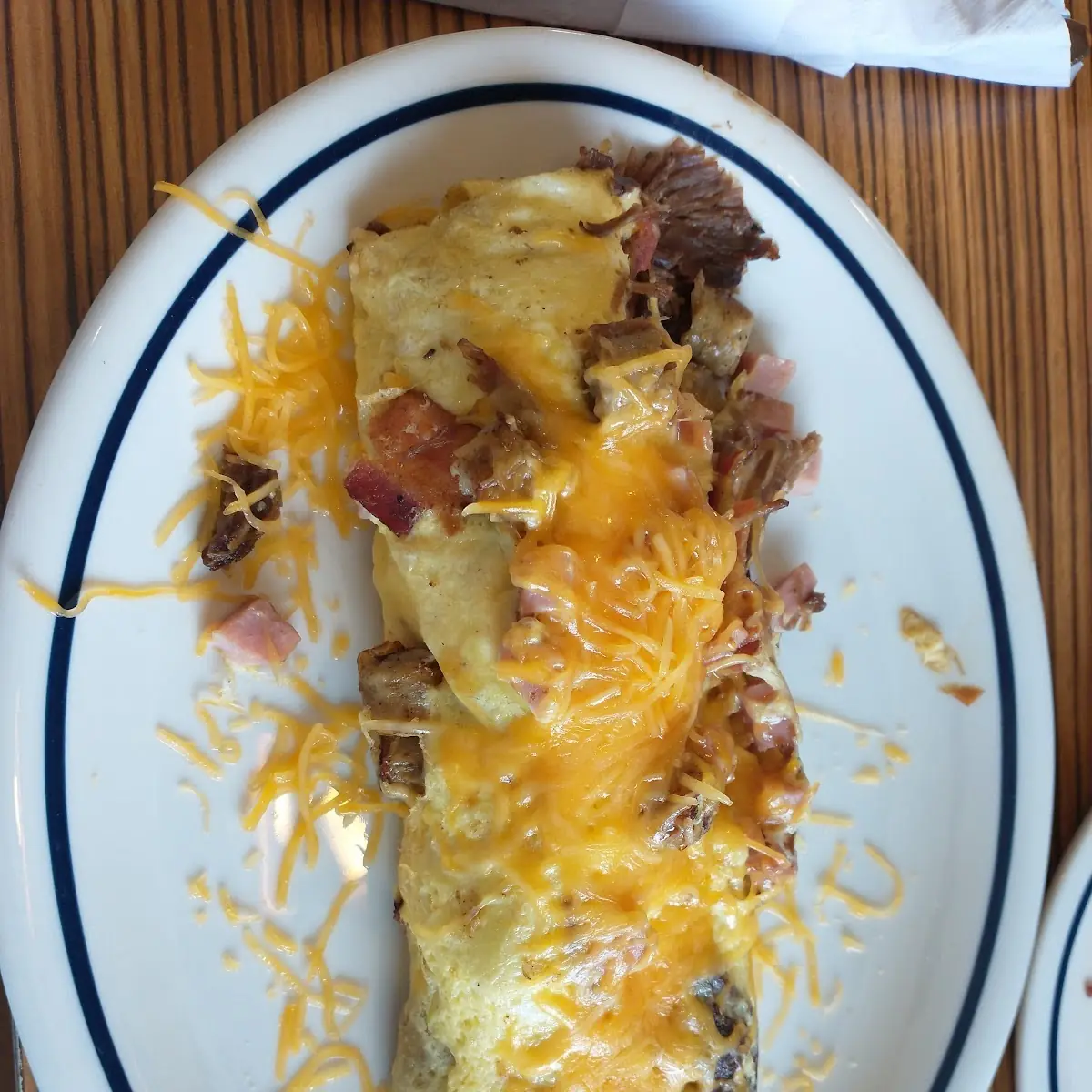 Bacon and Cheddar Omelet with Pancakes