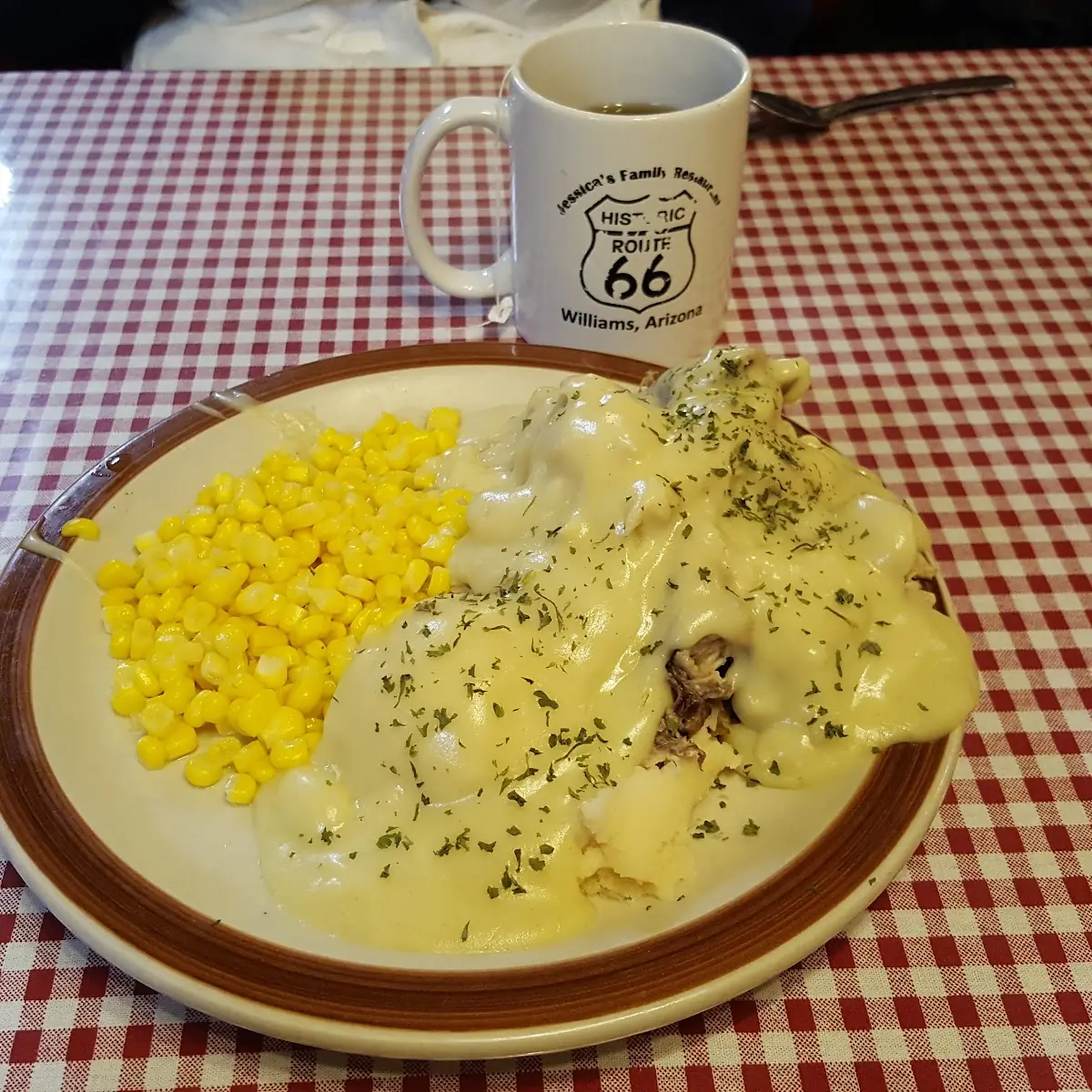 Turkey with Mashed Potatoes and Corn
