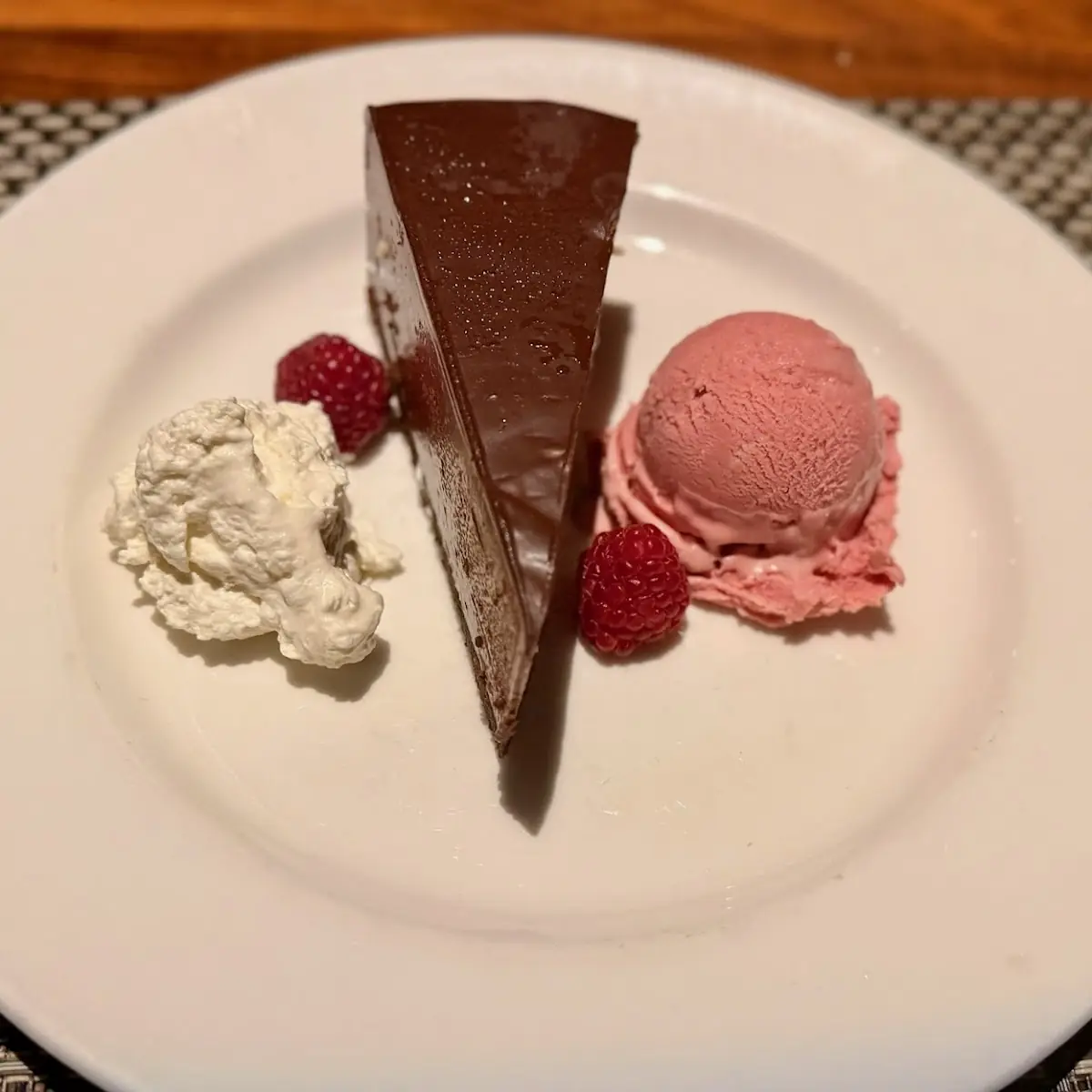 Chocolate Cake and Raspberry Sorbet