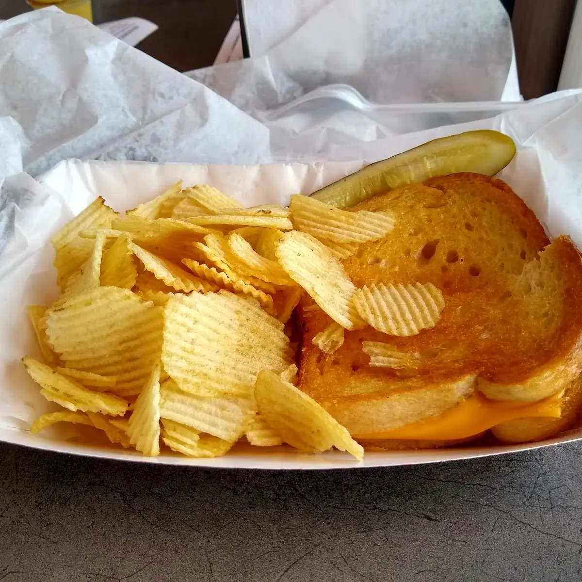 Grilled Cheese and Potato Chips