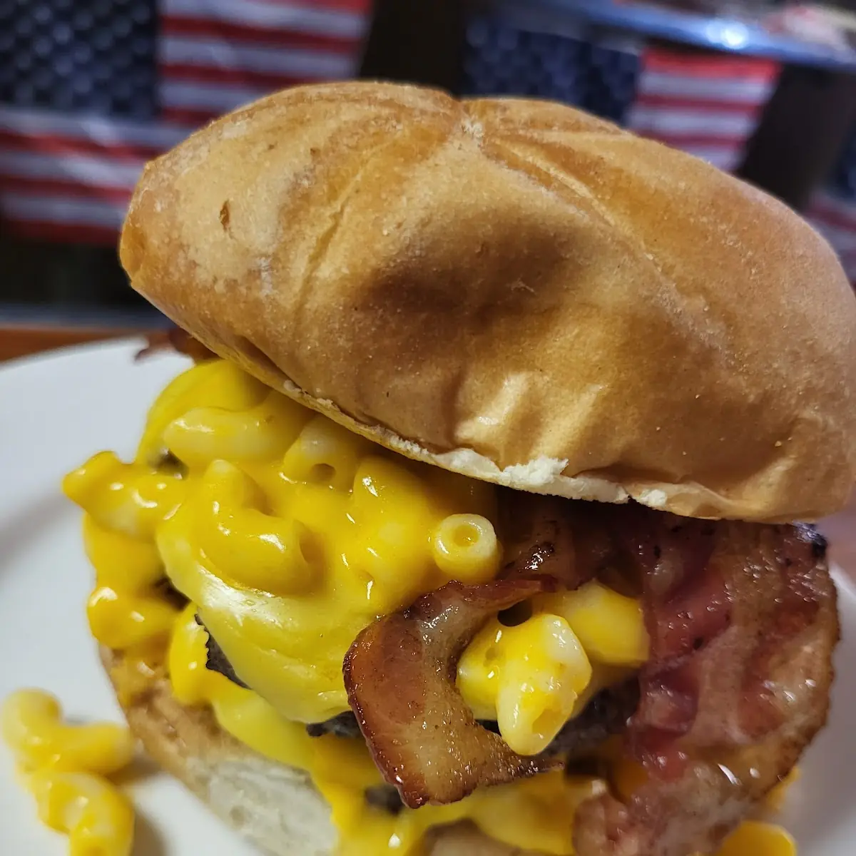 Double Smash Bacon Mac N Cheese Burger