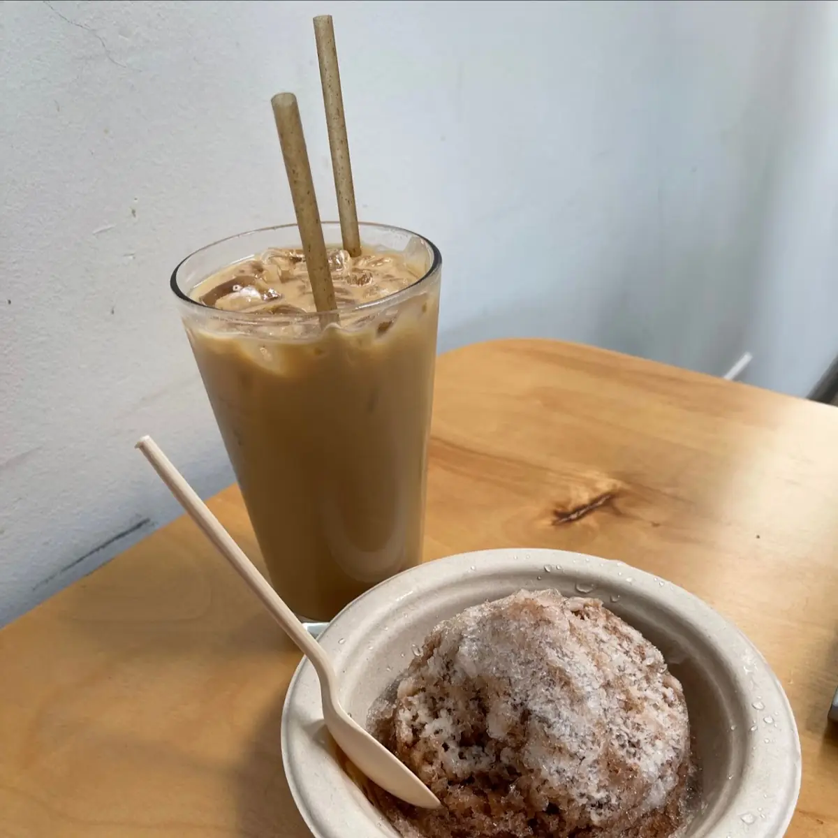 Iced Vanilla Latte and Chocolate Syrup