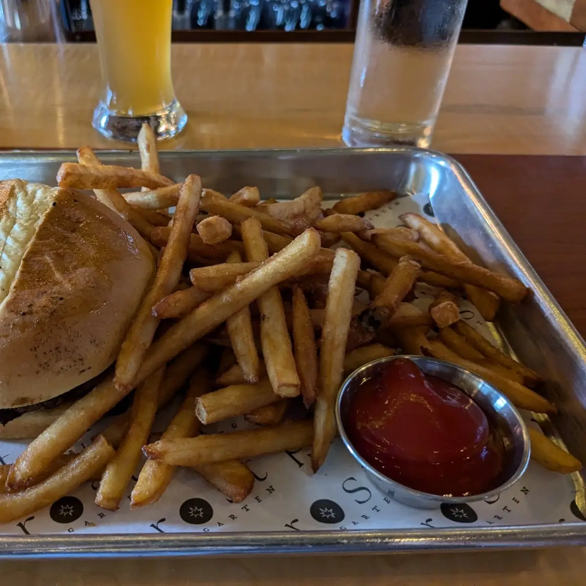 Juicy Burger with Fries and Sauce