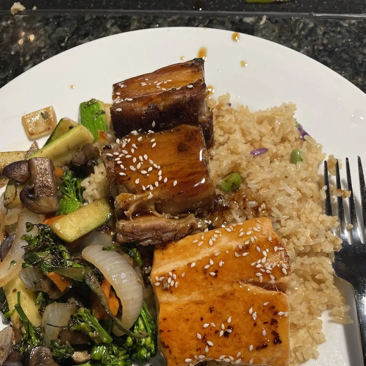 Salmon and Pork Belly