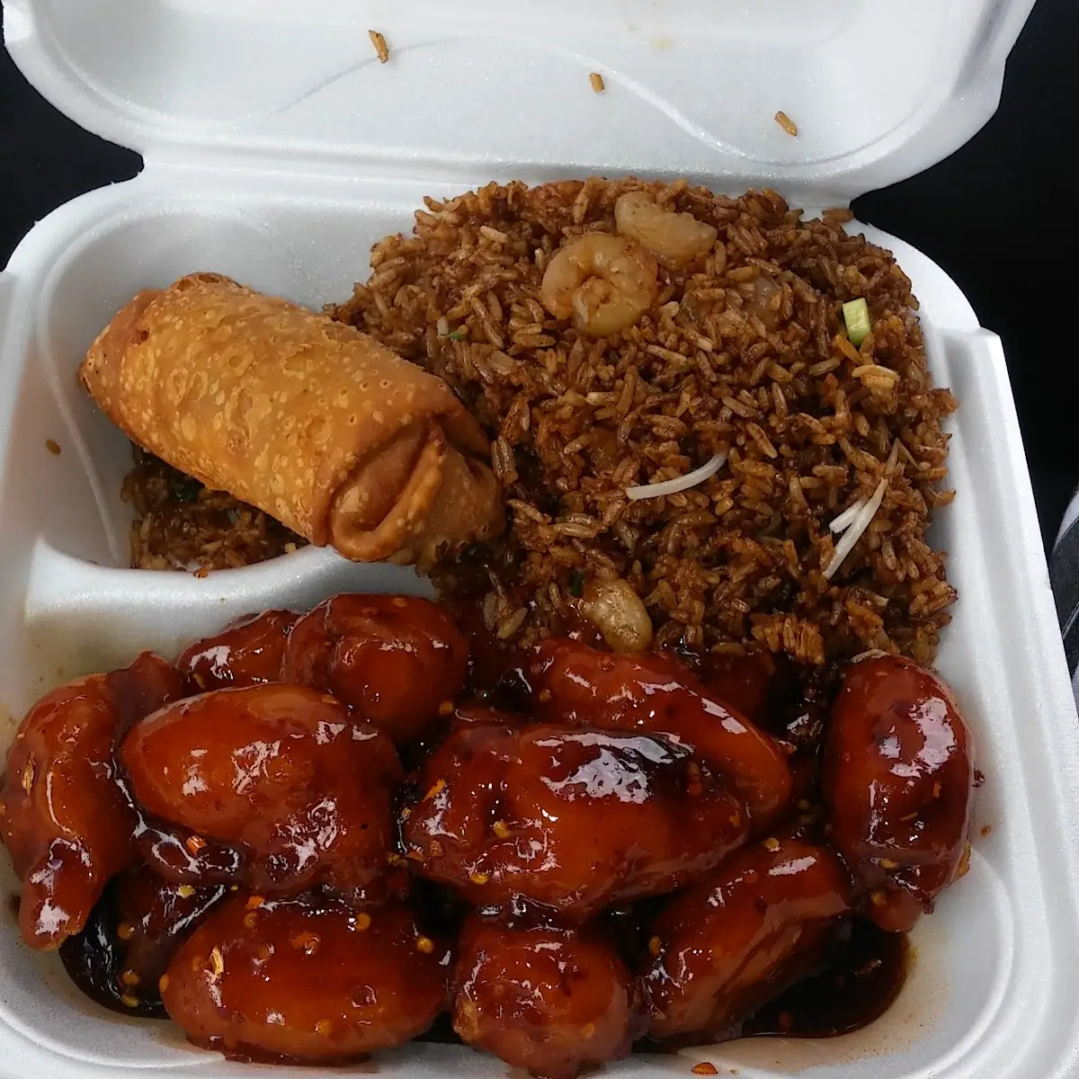 Sesame Chicken and Beef Fried Rice