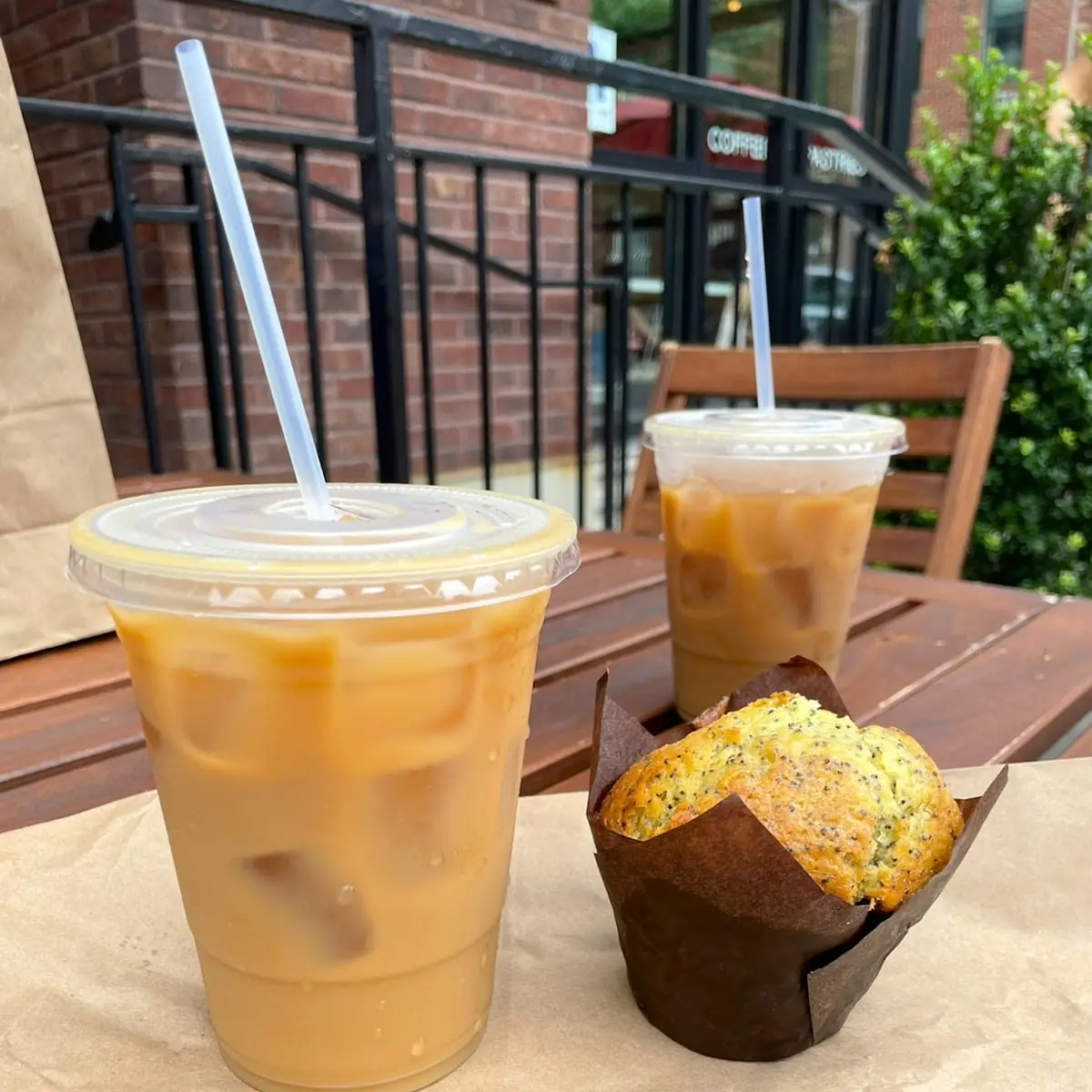 Iced Coffee and Lemon Poppy Seed Muffin
