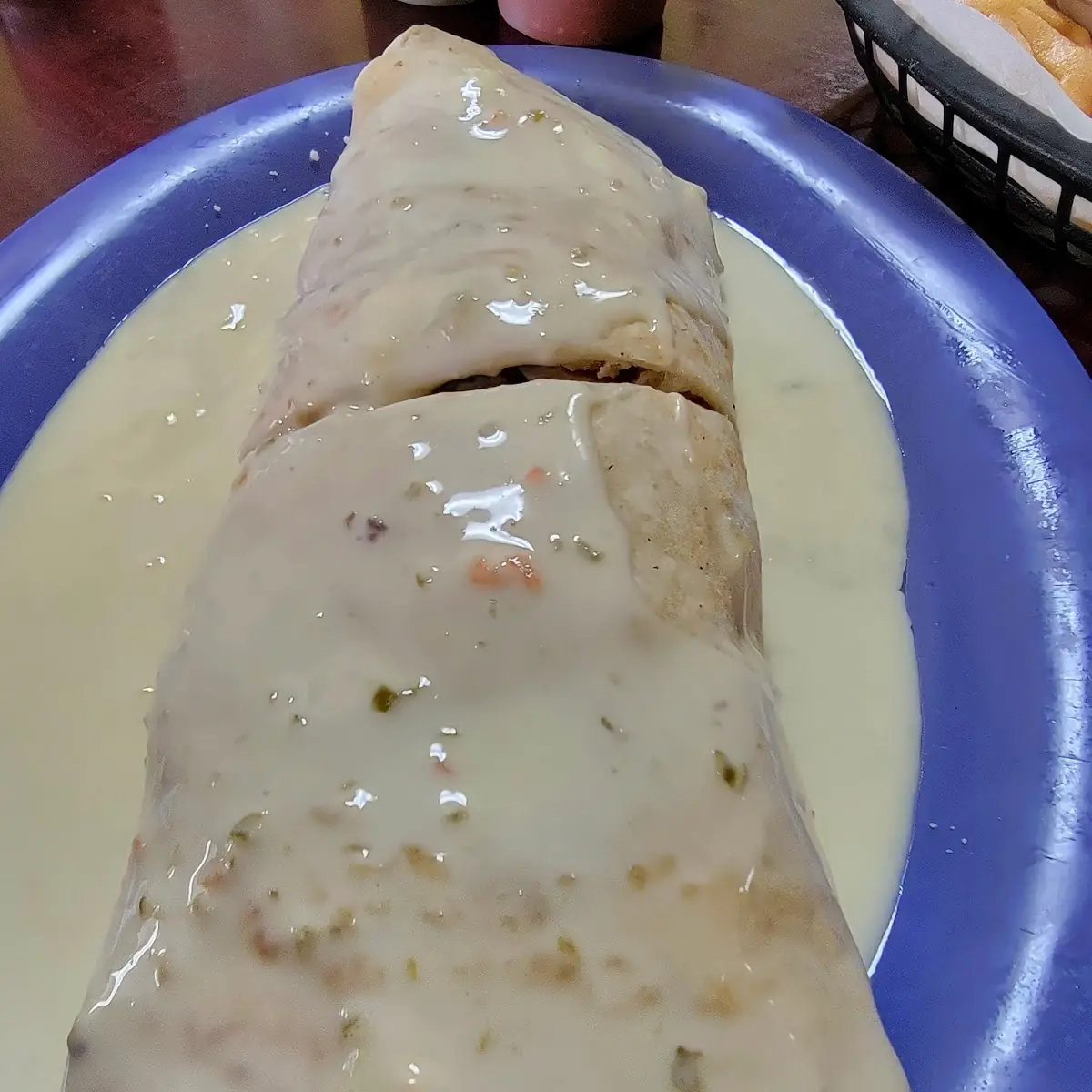 Chicken Burrito with Queso