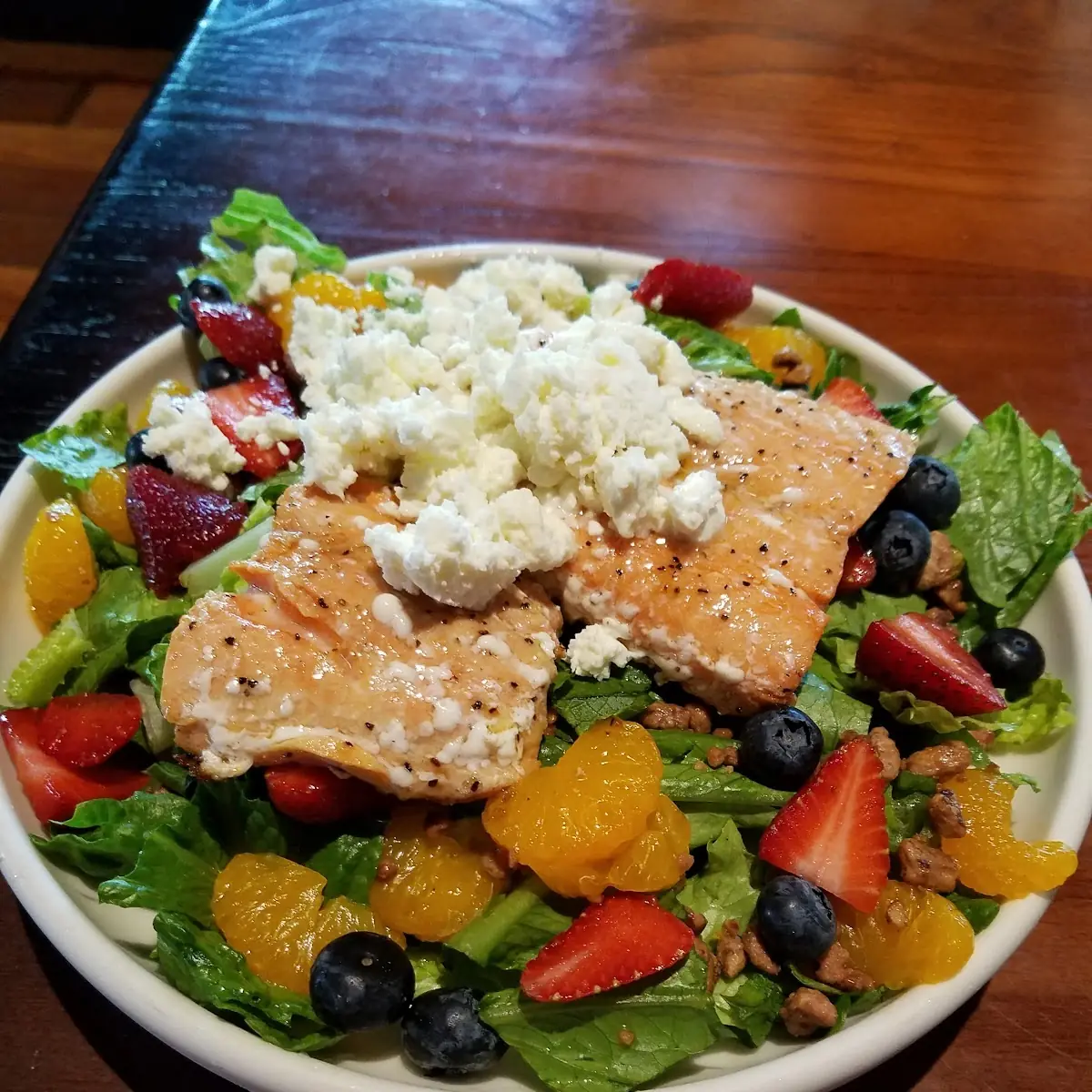 Fresh Berry Salad with Grilled Salmon