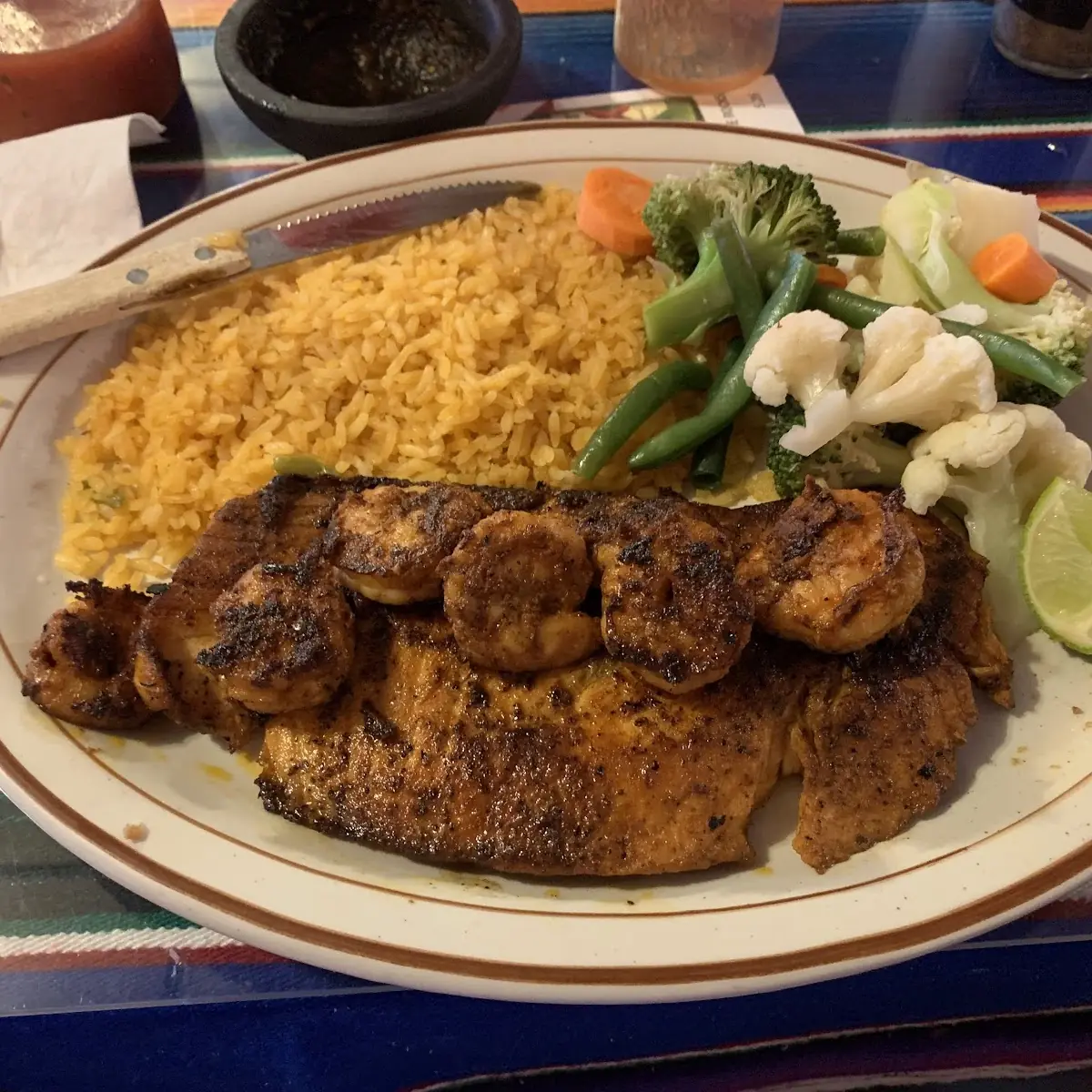Salmon with Grilled Shrimp