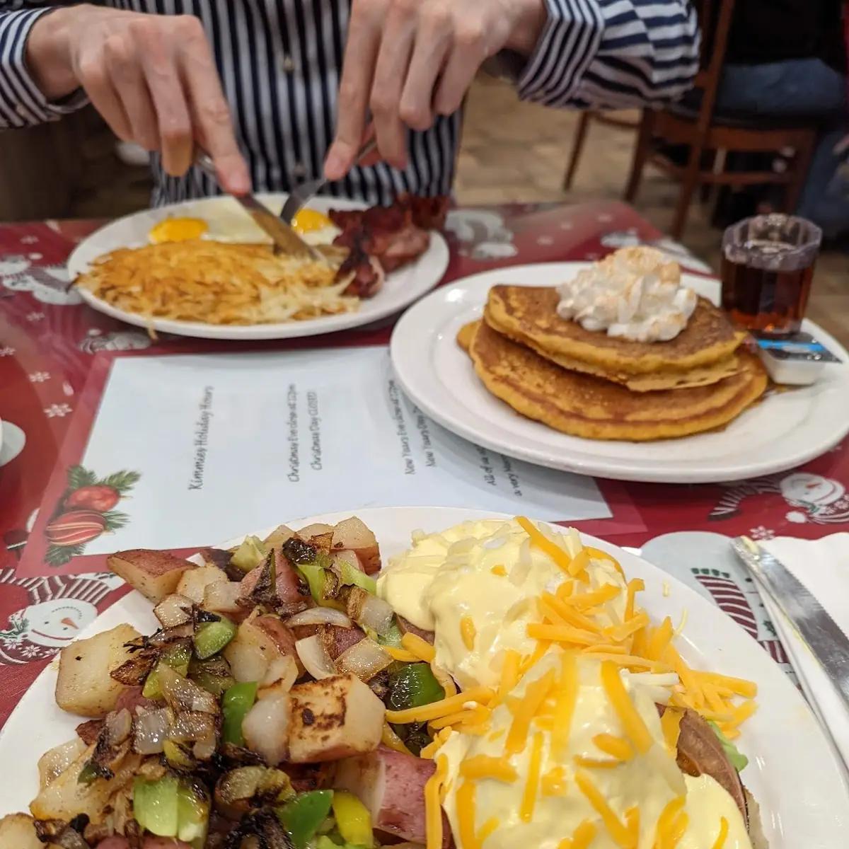 Eggs Benedict and Pumpkin Pancakes