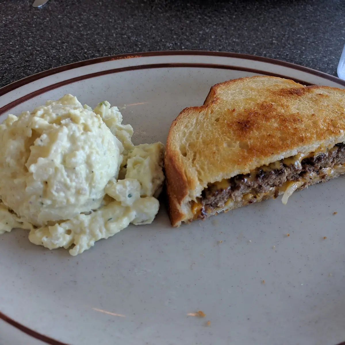 Patty Melt and Potato Salad