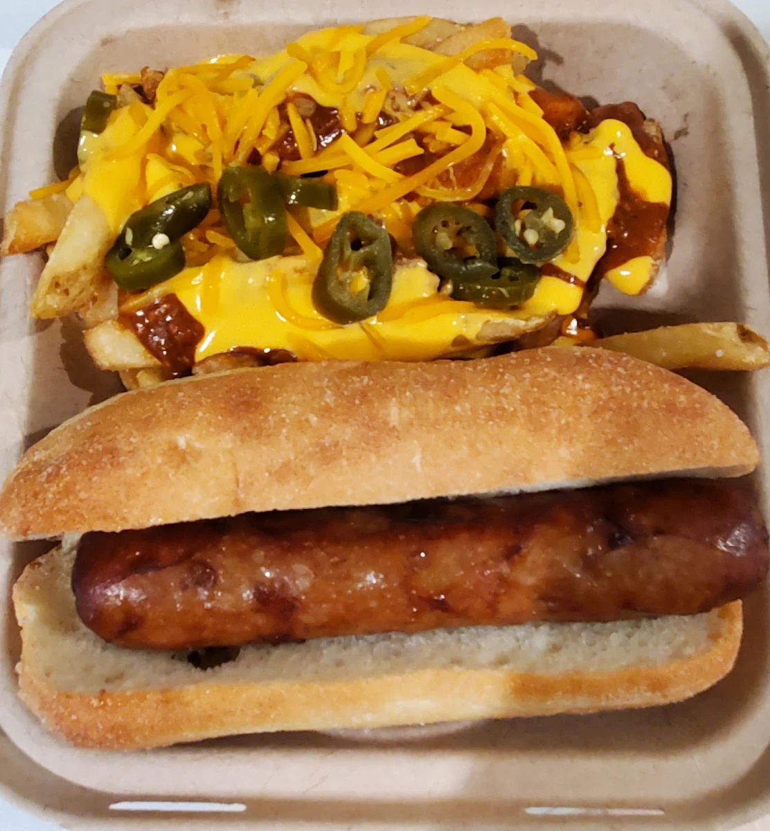 Brat and Chili Cheese Fries