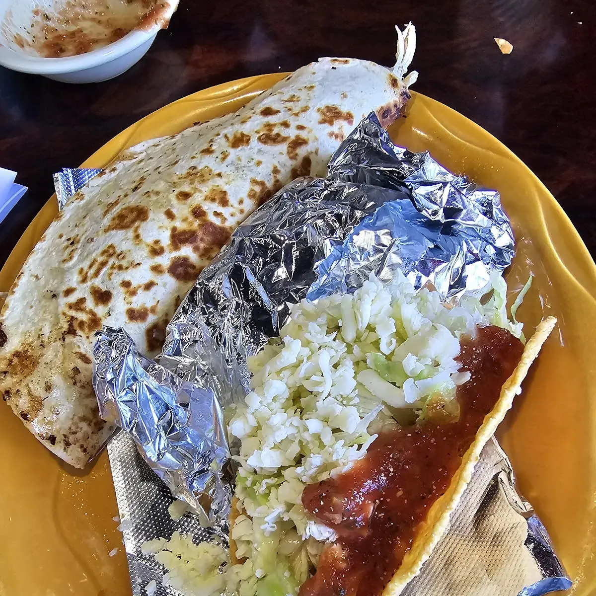 Chicken Hard and Soft Taco with a Chicken Quesadilla
