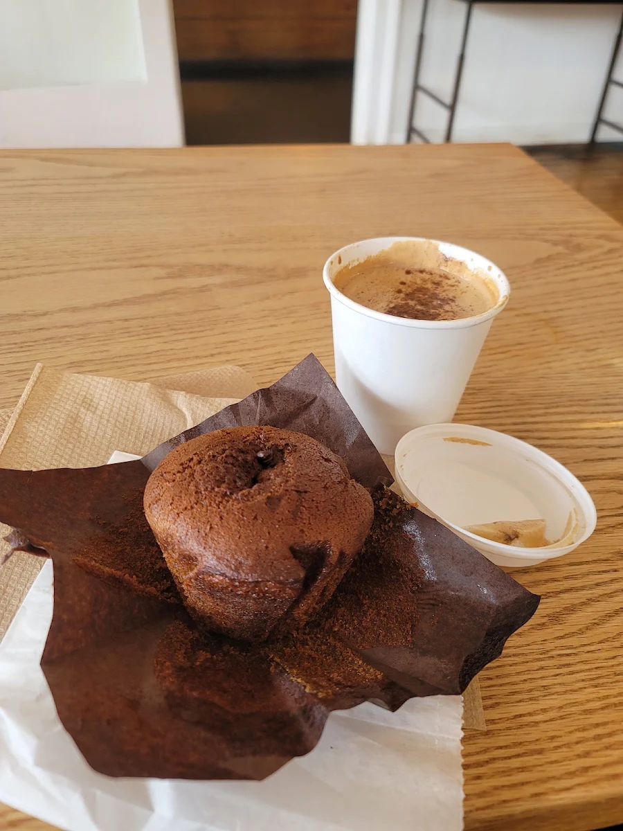 Banana Nutella Muffin and Cappuccino