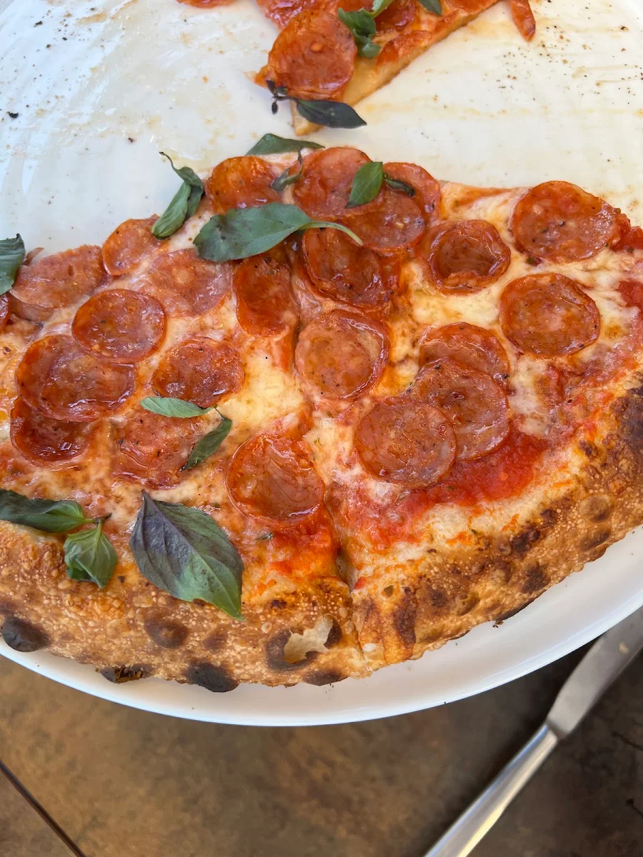 Pepperoni Pizza with Fresh Basil