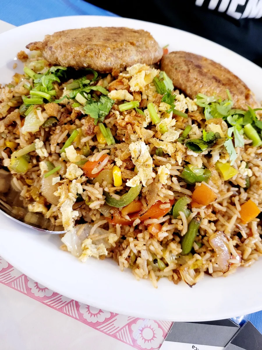 Fried Rice and Aloo Tikki