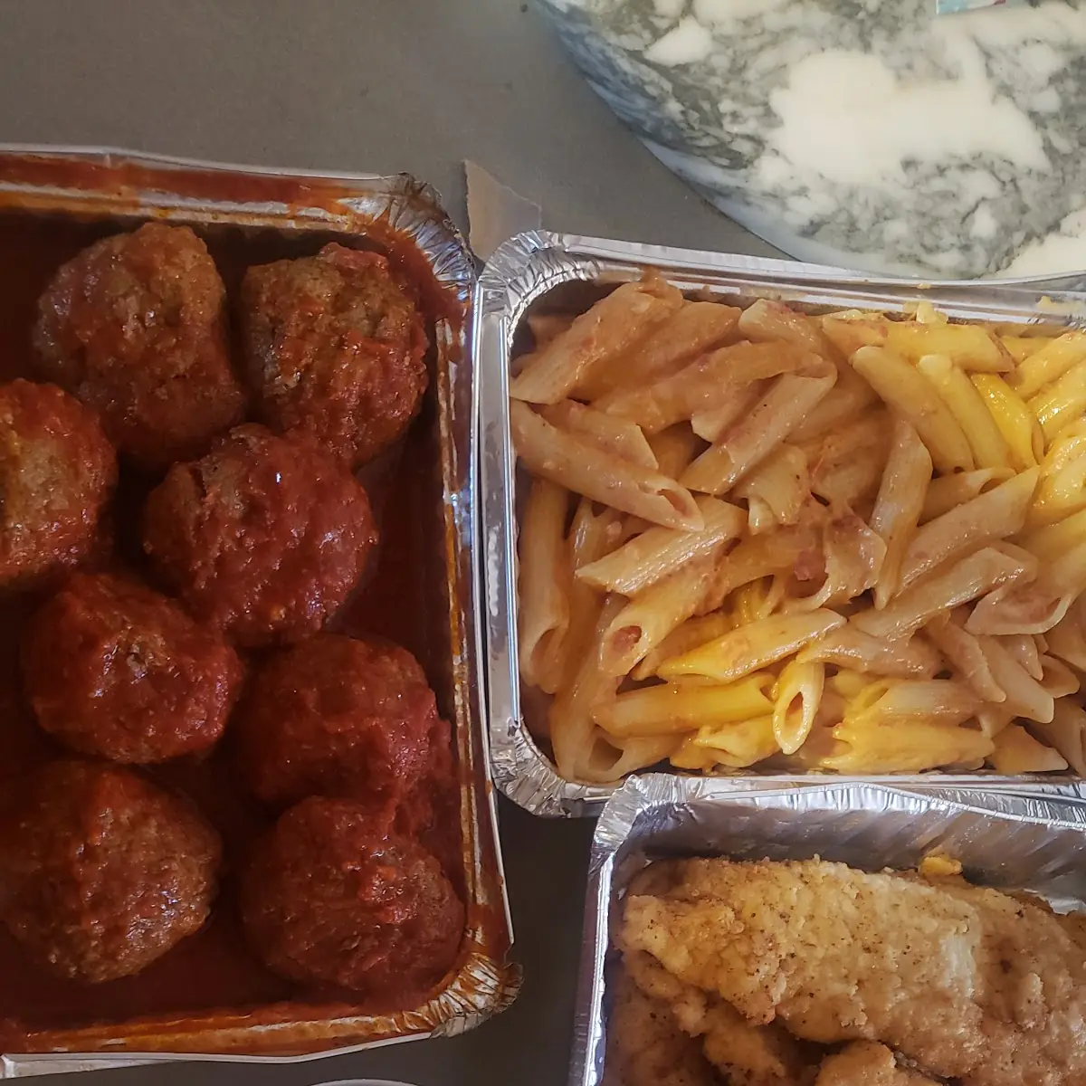 Meatballs Chicken Cutlets Penne Ala Vodka