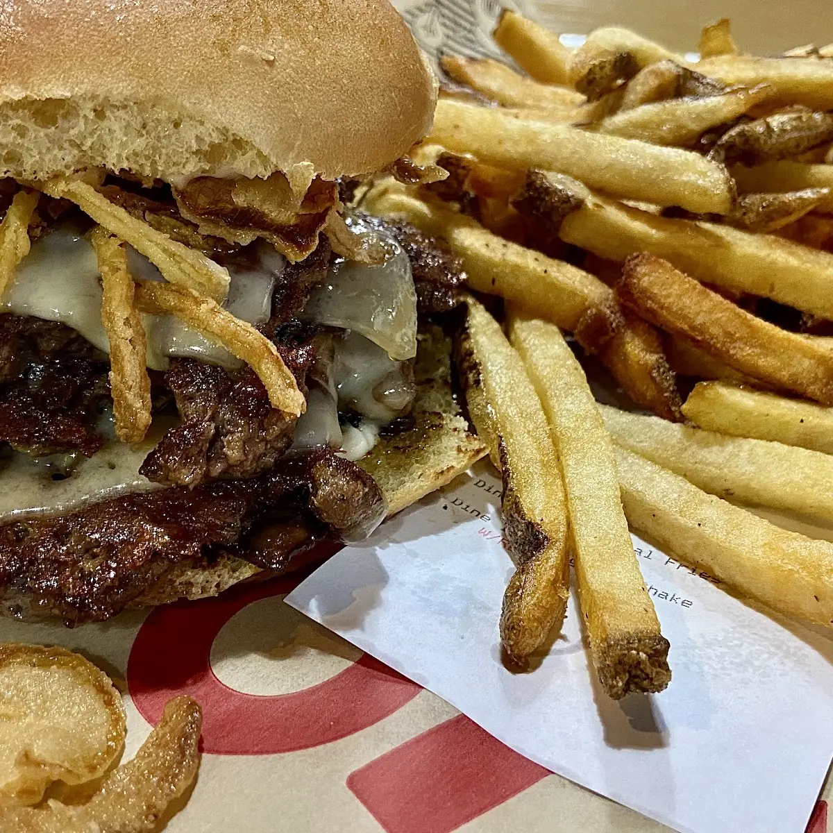 Double Swiss Onion Mushroom Burger